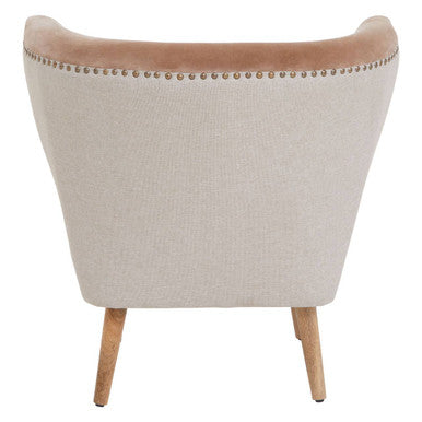 Mink Velvet and Natural Linen Chair