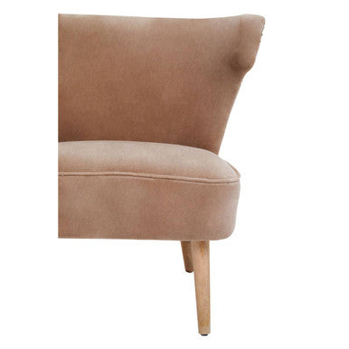 Mink Velvet and Natural Linen Chair