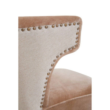 Mink Velvet and Natural Linen Chair
