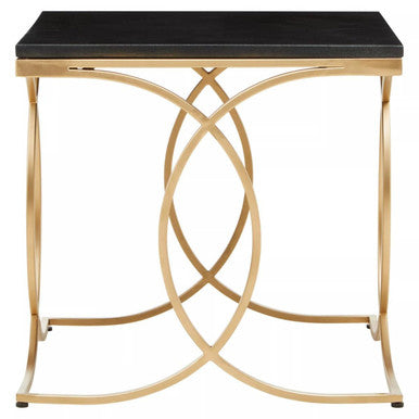 Black Marble and Gold Finish Side Table