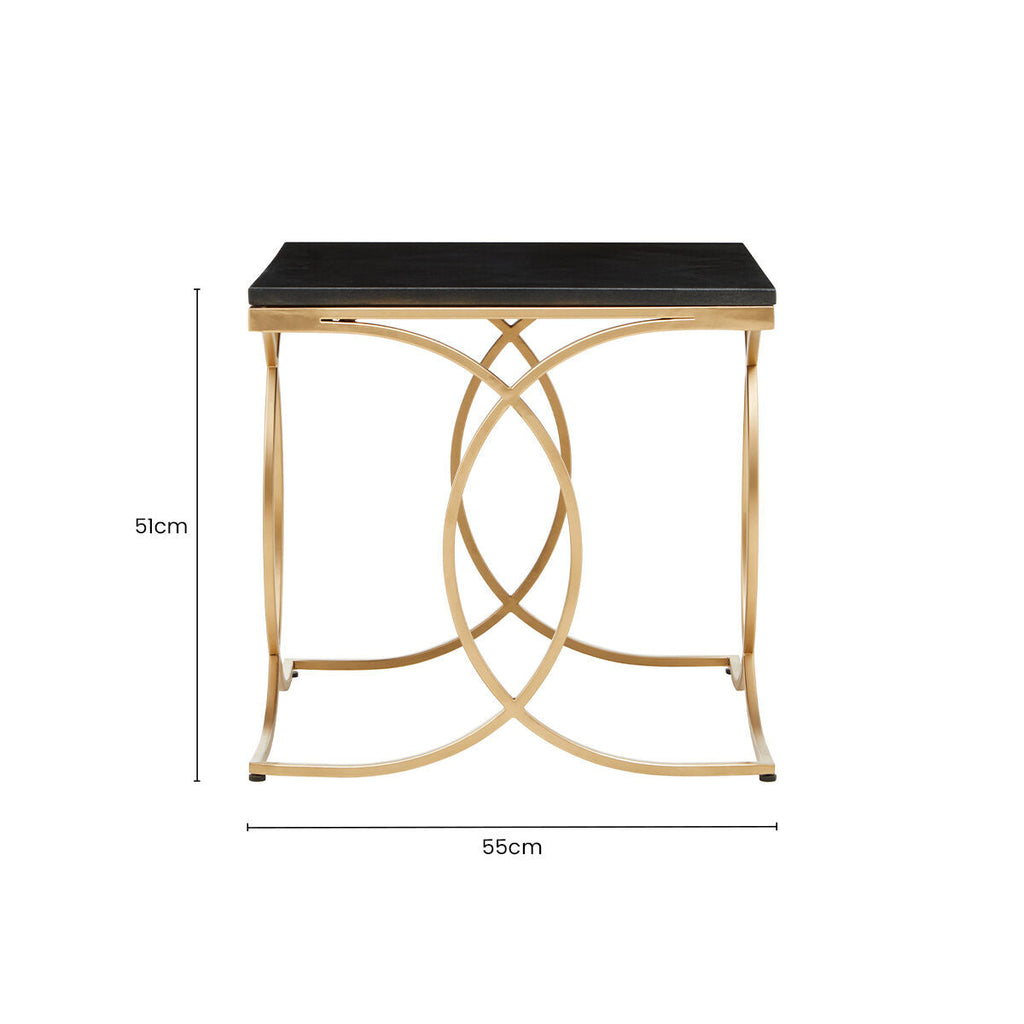 Black Marble and Gold Finish Side Table