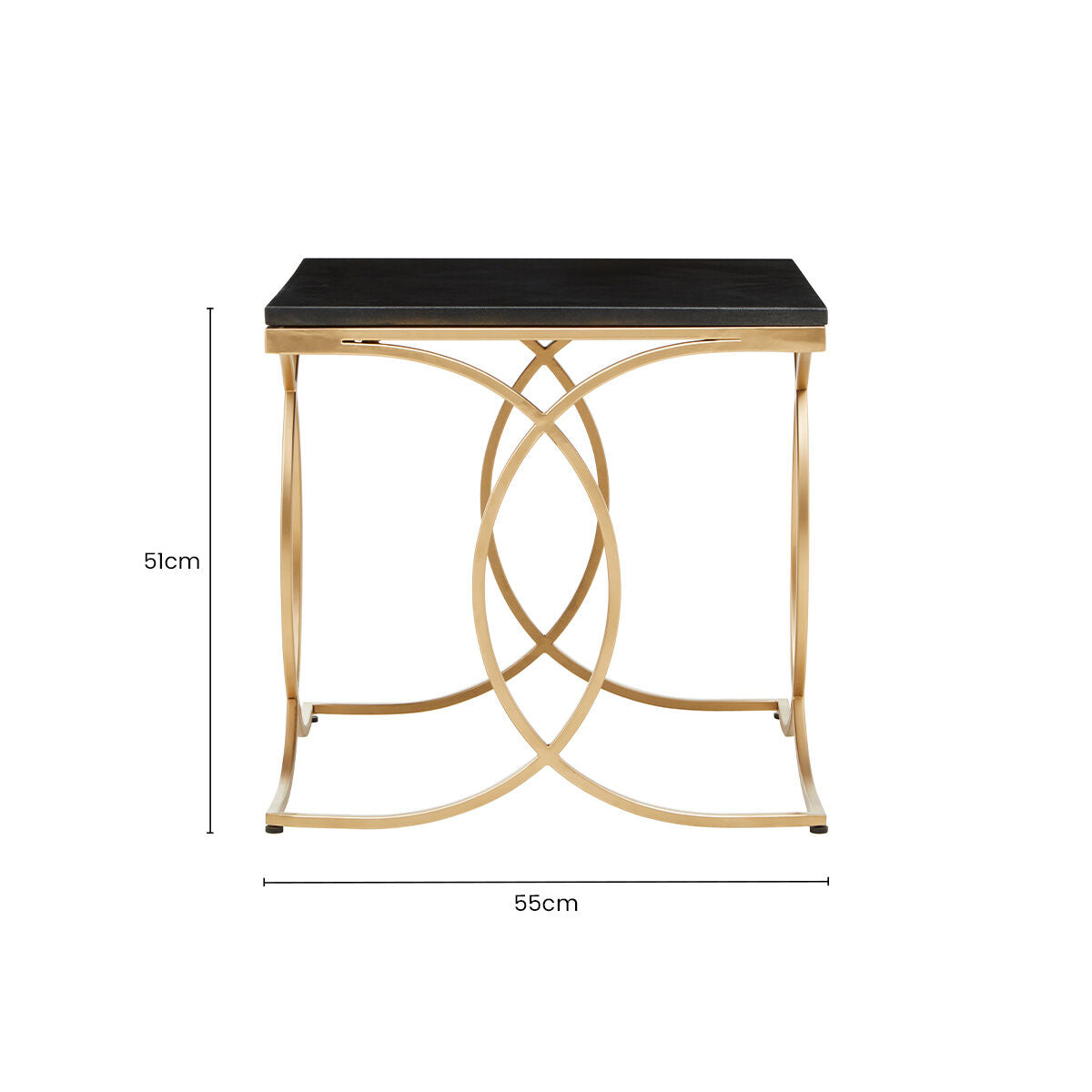 Black Marble and Gold Finish Side Table