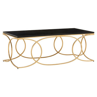 Black Marble and Gold Finish Coffee Table