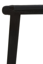 Black Leather and Teak Barstool