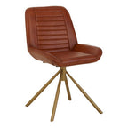 Tan Genuine Leather Chair with Gold Finish Legs