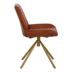 Tan Genuine Leather Chair with Gold Finish Legs