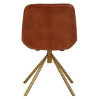 Tan Genuine Leather Chair with Gold Finish Legs