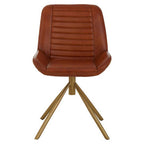 Tan Genuine Leather Chair with Gold Finish Legs