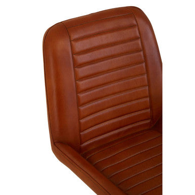 Tan Genuine Leather Chair with Gold Finish Legs