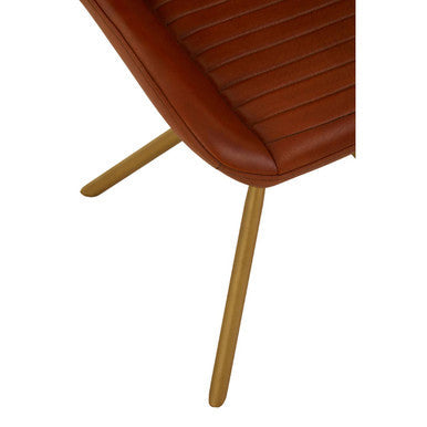 Tan Genuine Leather Chair with Gold Finish Legs