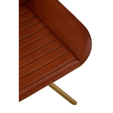 Tan Genuine Leather Chair with Gold Finish Legs