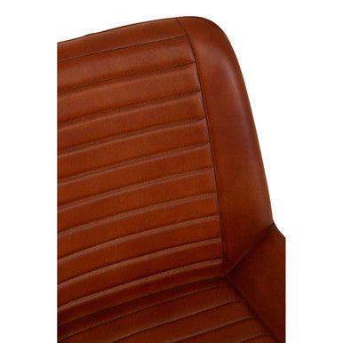 Tan Genuine Leather Chair with Gold Finish Legs