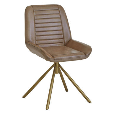 Grey Genuine Leather Chair with Gold Finish Legs
