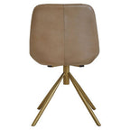 Grey Genuine Leather Chair with Gold Finish Legs