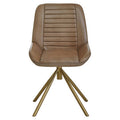 Grey Genuine Leather Chair with Gold Finish Legs