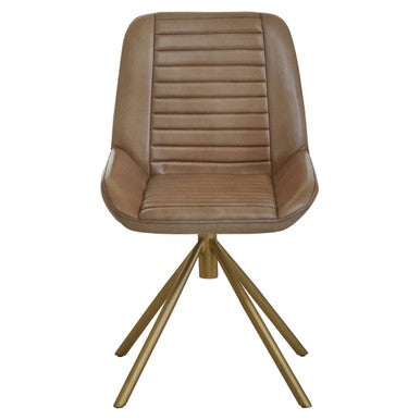 Grey Genuine Leather Chair with Gold Finish Legs