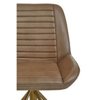Grey Genuine Leather Chair with Gold Finish Legs