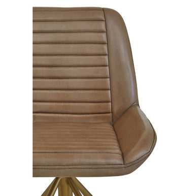 Grey Genuine Leather Chair with Gold Finish Legs