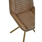 Grey Genuine Leather Chair with Gold Finish Legs
