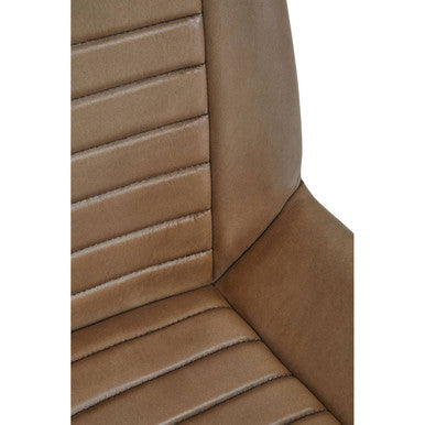 Grey Genuine Leather Chair with Gold Finish Legs