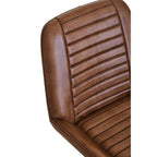 Brown Genuine Leather Chair with Gold Finish Legs