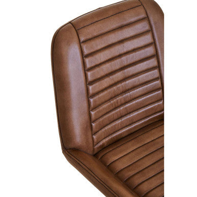 Brown Genuine Leather Chair with Gold Finish Legs