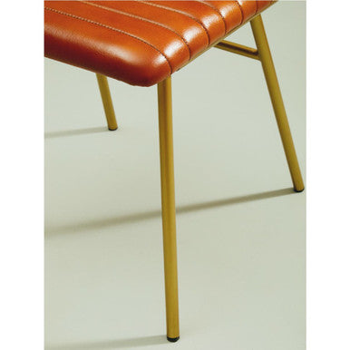Tan Leather Dining Chair with Gold Finish Frame