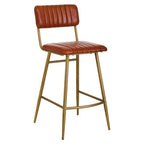 Tan Leather Bar Chair with Gold Finish Frame