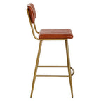 Tan Leather Bar Chair with Gold Finish Frame