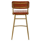 Tan Leather Bar Chair with Gold Finish Frame