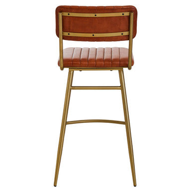 Tan Leather Bar Chair with Gold Finish Frame