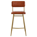 Tan Leather Bar Chair with Gold Finish Frame
