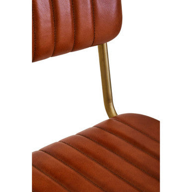 Tan Leather Bar Chair with Gold Finish Frame