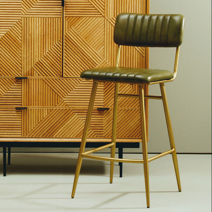Green Leather Bar Chair