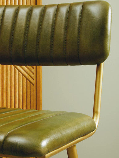 Green Leather Bar Chair