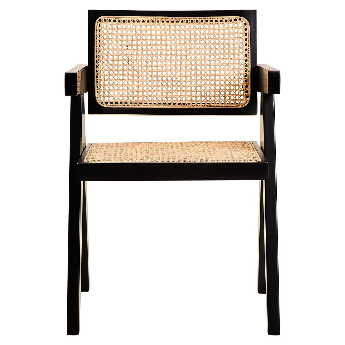 Natural Cane and Black Beech Wood Dining Chair