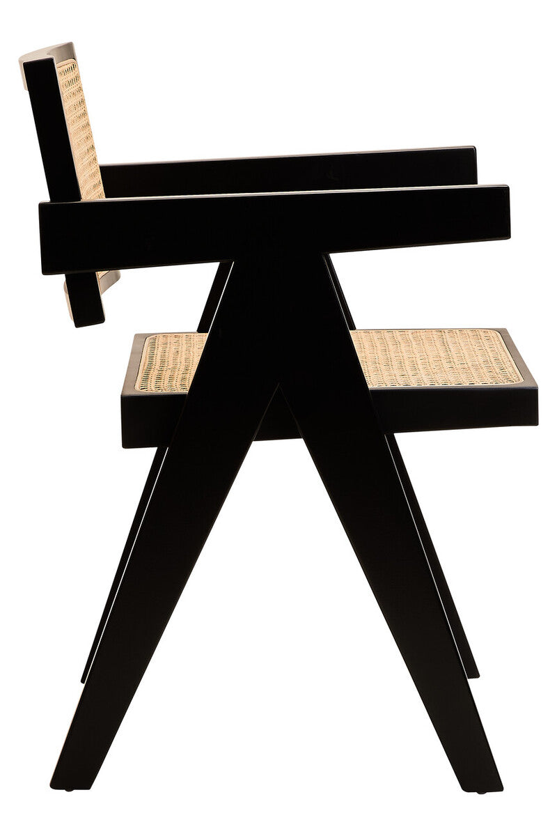 Natural Cane and Black Beech Wood Dining Chair