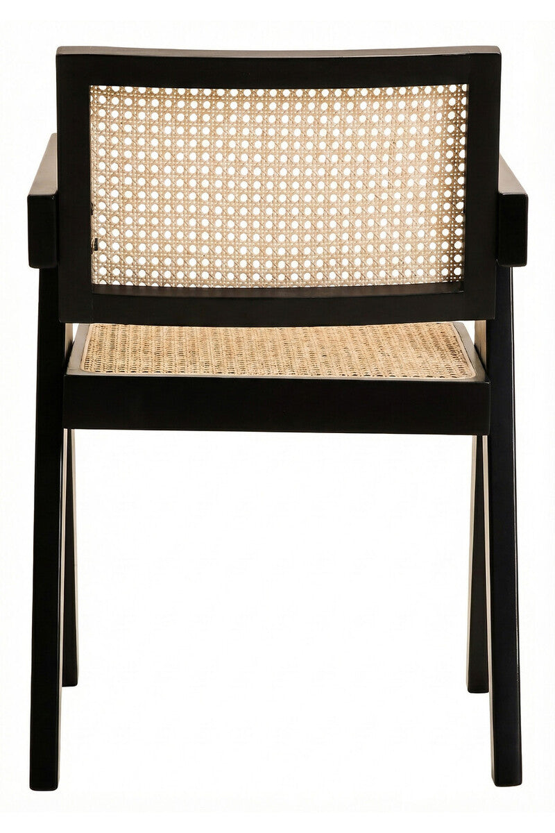 Natural Cane and Black Beech Wood Dining Chair