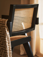 Natural Cane and Black Beech Wood Dining Chair