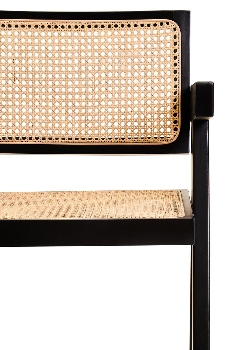 Natural Cane and Black Beech Wood Dining Chair