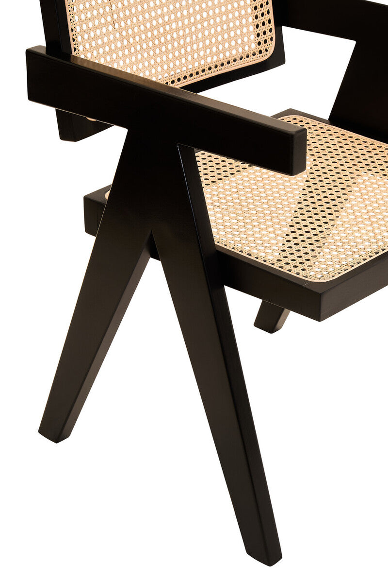 Natural Cane and Black Beech Wood Dining Chair