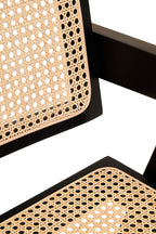 Natural Cane and Black Beech Wood Dining Chair