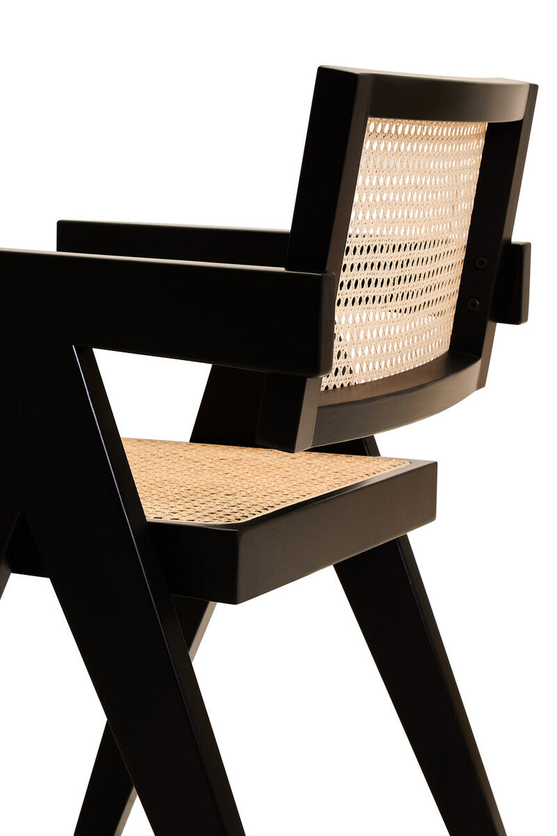 Natural Cane and Black Beech Wood Dining Chair