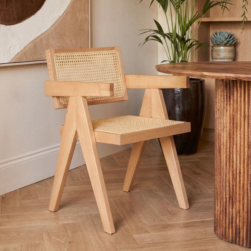 Natural Cane and Beech Wood Dining Chair