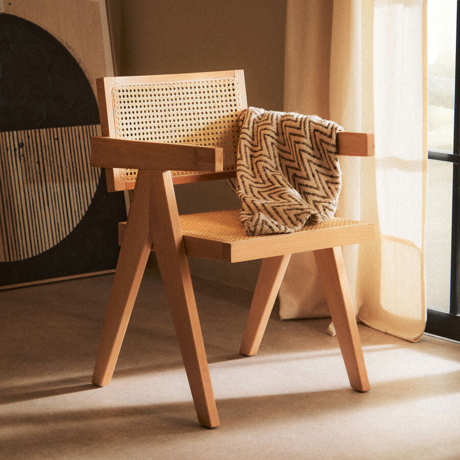Natural Cane and Beech Wood Dining Chair