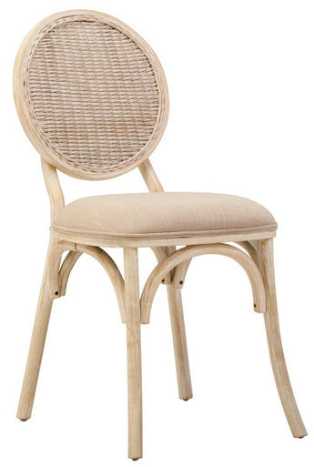 White Wash Elm Wood Dining Chair