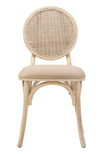White Wash Elm Wood Dining Chair