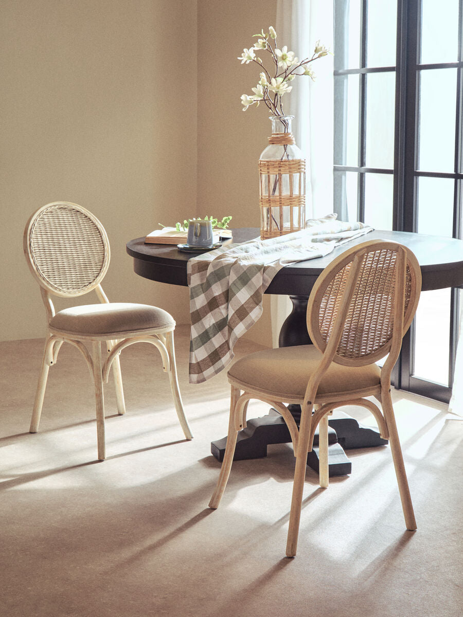 White Wash Elm Wood Dining Chair
