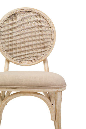 White Wash Elm Wood Dining Chair