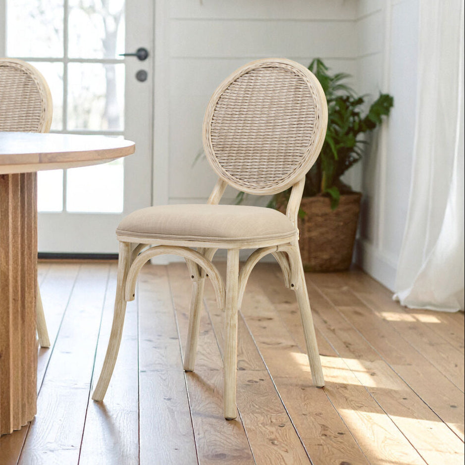 White Wash Elm Wood Dining Chair